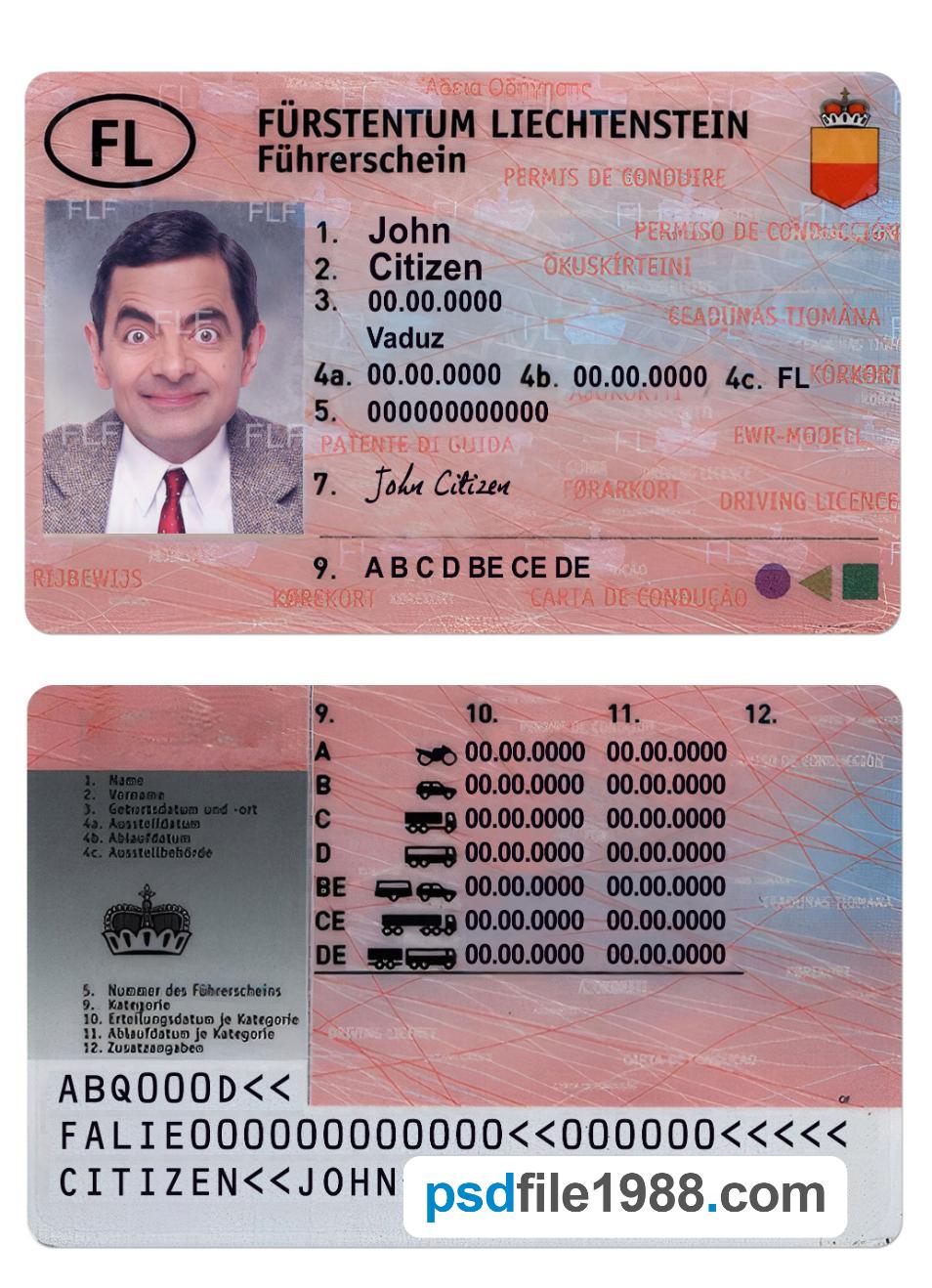 Liechtenstein Driving License